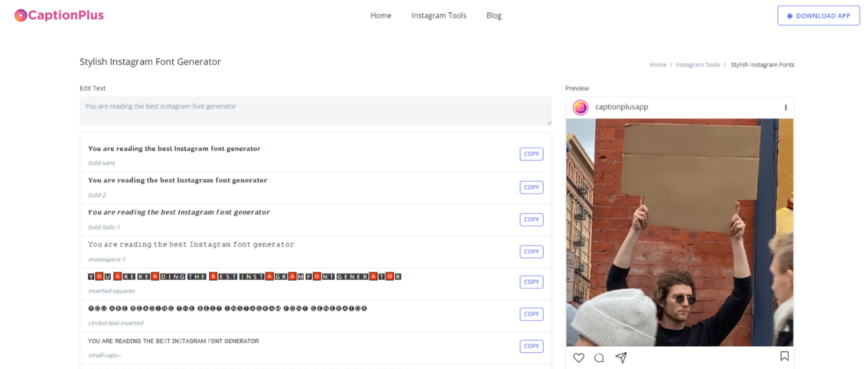 CaptionPlus Font Generator For Instagram