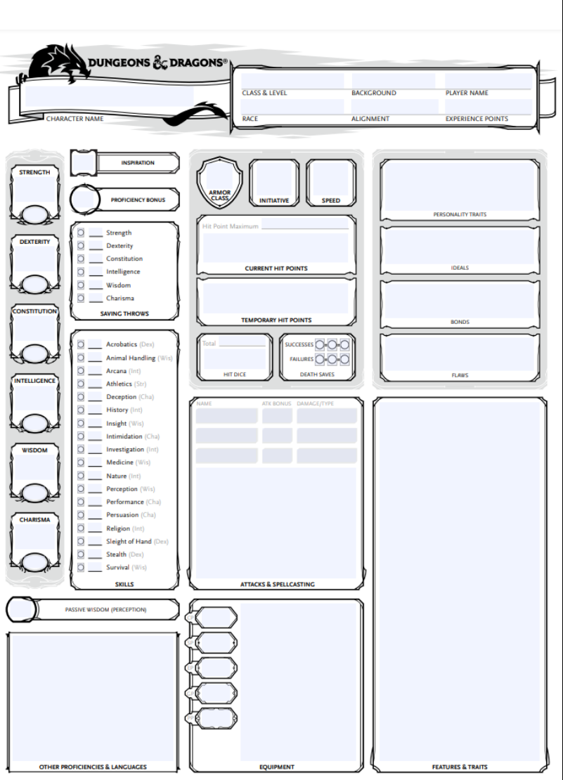 How to read dnd character sheet