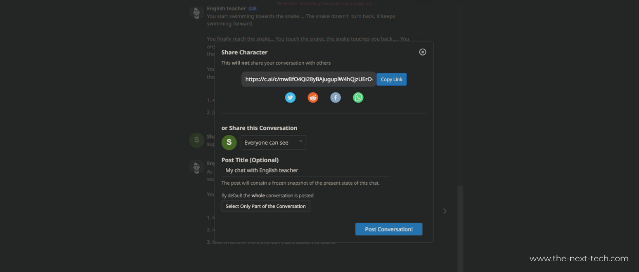 how to share character on character.ai